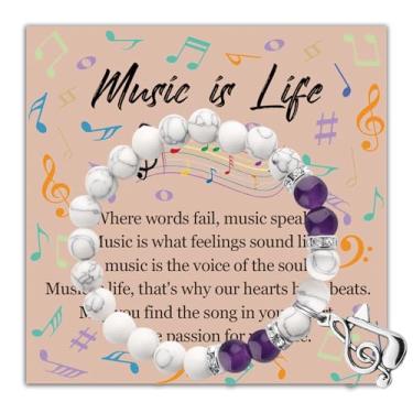 Imagem de BLEOUK Pulseira Music IS Life, joias musicais, presente para mulheres, festa musical, encorajar a música é o som dos sentimentos, Small, Metal, na unknow