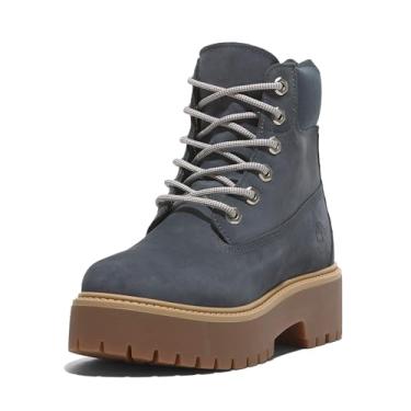 Imagem de Timberland Sapato feminino Stone Street 15 cm com cadarço impermeável, Nobuck azul escuro, 34