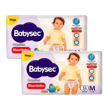 Imagem de Kit 2 Fraldas Descartável Babysec Shortinho Mega M - 68 Tiras
