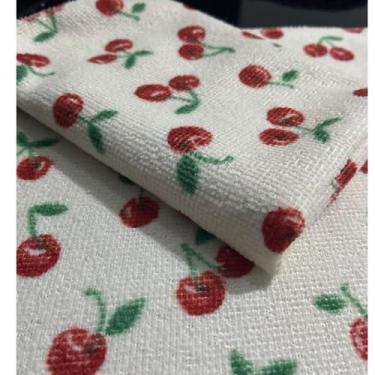 Imagem de Panos de Pia em Microfibra, Estampa Cereja, 30x30 cm, Branco 3 pçs