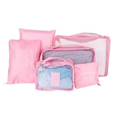 Imagem de Yctze Conjunto de Bolsas de Armazenamento de Viagens de 6pcs - Organizador de Classificação de Roupas para Bagagem e Mal (Rosa)