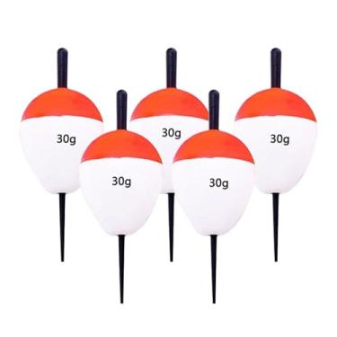 Imagem de menolana 5 peças de bóias de pesca Bobbers EVA oval vermelho branco cor brilhante alta flutuabilidade espuma bóias conjunto para pompano pesca de longo, 30g