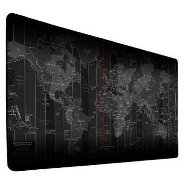Imagem de Mousepad Gamer 90x40 Mapa Mundi Globo Mundo Nerd Planeta Unissex Black