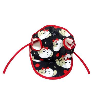 Imagem de Boné Cachorro Com Viseira Preto Com Cachorrinhos Tamanho P