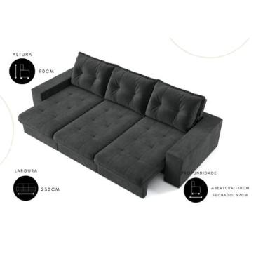 Imagem de Sofá Toscana 3 Lugares Retrátil e Reclinável Suede 230cm - CIALAR MÓVE