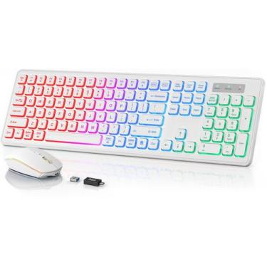 Imagem de Combinação de teclado e mouse sem fio SABLUTE Backlit White