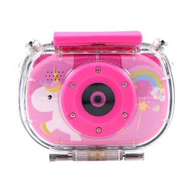 Imagem de Sanpyl 1080p 8x Zoom Kids Wetherproof Câmera para Crianças de 3 a 12 Anos, Crianças de Vídeo Digital de Vídeo Subaquático Com 32 GB de Cartão SD, 2H Usar Tempo (Rosa com caixa impermeável +cartão