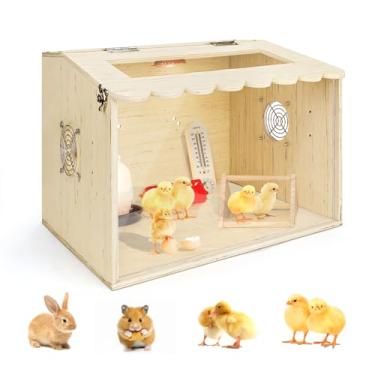 Imagem de Caixa de chocadeira de frango, caixa de chocadeira para pintinhos, gaiola de codorna de madeira para hamsters, patinhos, ouriços e lagartos, design de claraboia, suprimentos de galinha para bebês