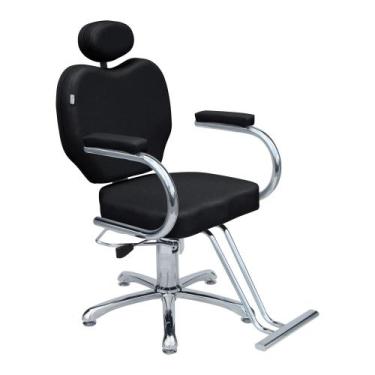 Imagem de Cadeira Reclinável Talita Hidráulica estrela Preto Acetinado - moveis 