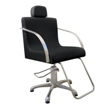 Imagem de Cadeira Poltrona Confort Plus Para Salão Hidráulica Preto acetinado - 