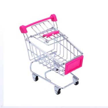 Imagem de Angoily Mini Cesta de Armazenamento Em Formato de Carrinho de Compras, Organizador de Mesa, Plástico Rosa de Metal para Crianças, Carrinho Fofo para Casa E Escritório 4,92 X 4,40 X 3,22 Polegadas