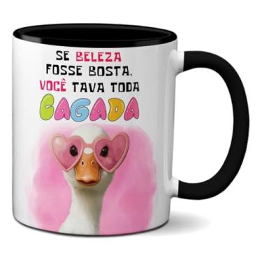 Imagem de Caneca Pato Divertido Se Beleza Fosse Bosta Você Tava Cagada (Preta)