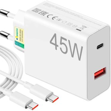 Imagem de Carregador Universal Super Turbo 45W - 2 Saídas USB-C e USB-A, acompanha Cabo Emborrachado de 1M Ultra Rapido (Tipo-C para Tipo-C), Compatível com iPhone 15 e 16 e todos os Android