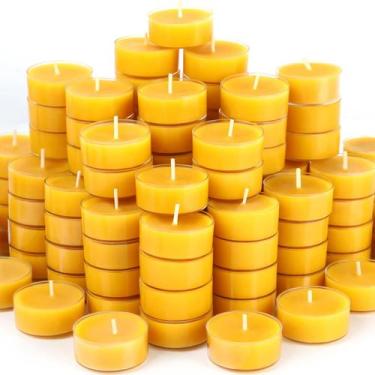 Imagem de Velas Tealight de cera de abelha MOSROAD, pacote 48, 3,5 a 4 horas de 