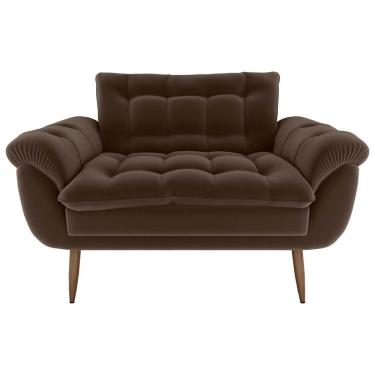 Imagem de Sofá Namoradeira Pequeno Confortável 1,25 Larg Xangai Matrix Veludo Marrom Veludo Marrom