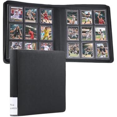 Imagem de Fichário WOT I Toploader | Fichário de couro PU premium de 360 bolsos com etiqueta de índice | Comporta toploaders de 7,6 x 10 cm para TCG, esportes e cartões colecionáveis | Preto