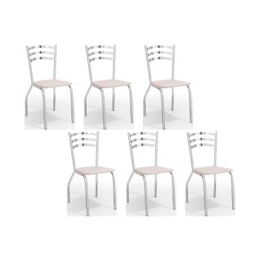 Imagem de Kit 6 Cadeiras Sala Jantar Portugal C007 6 Un Cromada/Branco 106 - Kappesberg