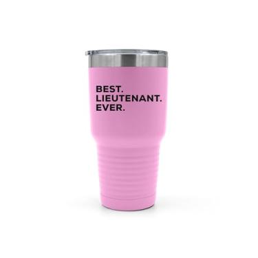 Imagem de SpreadPassion Lieutenant Tumbler, caneca de viagem de aço inoxidável de inspiração militar. Presente para tenente, caneca de aço inoxidável de 850 g, ideia de presentes de aniversário e Natal (rosa