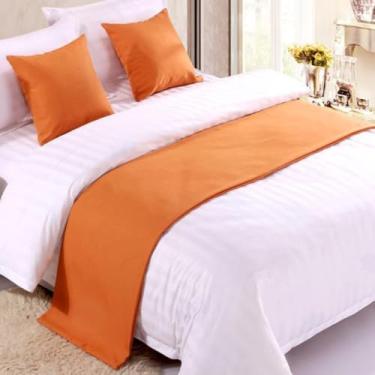 Imagem de Cachecol de corredor de cama de hotel, colchas de cor sólida, cobertas, lenços, protetor de lenços, capa protetora para quarto, hotel, decoração, Queen King, toalha de cama - laranja||50 x 240 cm para