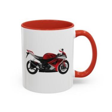 Imagem de SpreadPassion Caneca de café com destaque de motocicleta – Caneca de cerâmica de 325 ml com design arrojado de motociclista – perfeita para entusiastas de motocicletas (vermelho, 325 ml)