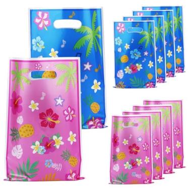 Imagem de SAVITA 50pçs Sacolas de Presentes com Desenhos Animados, Sacolas Plásticas Rosa e Azul com Estampa Flores e Alças para Chá de Bebê Decoração Aniversário Infantil Lembrancinhas Festa Temática