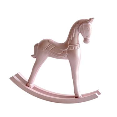 Imagem de IEUDNS Estatueta de cavalo de madeira, ornamento, escritório, simples, presente, prateleira, estátua de cavalo de balanço, escultura animal para natal,