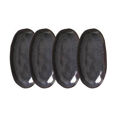 Imagem de Conjunto de Travessas Ovais Grandes Porto Brasil Orgânico Titanium 32x16cm – 4 Peças