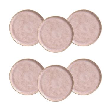 Imagem de Conjunto de Pratos de Sobremesa Porto Brasil Linhas Litchi Rosa Claro 21,5cm - 6 Peças