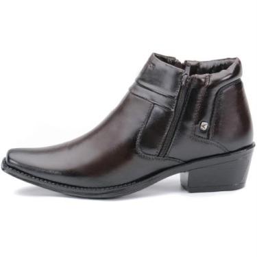 Imagem de Bota Masculina em Couro Country Bico Fino Salto 5cm de Zíper - Kéffor,