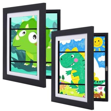 Imagem de VorFor Molduras de arte infantis, comporta 150 obras de arte ou imagens 3D, artesanato, desenho infantil, arte para pendurar, portfólio - preto