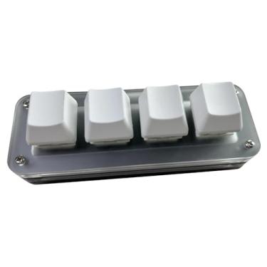 Imagem de Generic Mini teclado USB com 4 teclas, com fio, hot swap, leve, programável, mecânico para jogos, para partituras, virar páginas, escritório, Branco