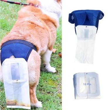 Imagem de MANON ROSA Bolsa de coleta de resíduos vestível para cães idosos - Calça conveniente para coleta de lixo para cães idosos (grande)