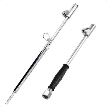 Imagem de 2X Kit Bico Inflador + Calibrador Longo Borracharia Caminhõe