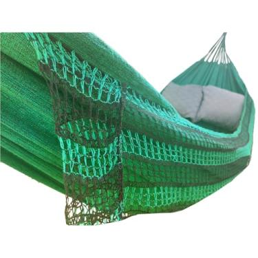 Imagem de Rede De Dormir Descanso Casal(Verde C/Franjas)