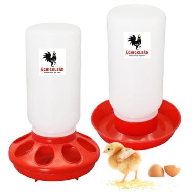 Imagem de Achicklead Conjunto de alimentador e bebedouro para pintinhos – Alimentador e bebedouro automático de 1L para pintinhos, patos e codornas – Kit de iniciação de chocadeira e suprimentos para