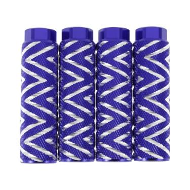 Imagem de Partuto 4 peças de pinos de bicicleta antiderrapantes de liga de alumínio com textura de onda de 100 mm de comprimento para bancos traseiros de bicicleta suportes de pedais de ciclismo eixos de 9,5 cm