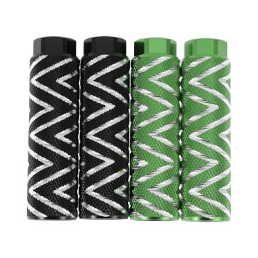 Imagem de Partuto 4 peças de pinos de bicicleta antiderrapantes de liga de alumínio com textura de onda de 100 mm de comprimento para bancos traseiros de bicicleta suportes de pedais de ciclismo eixos de 9,5 cm