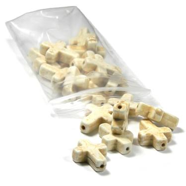 Imagem de 10 contas de pedra cruzada lateral de magnésio turquesa sintética de 1,5 a 2 mm (bege natural)