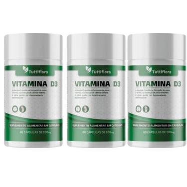 Imagem de Kit 3x Vitamina D3 60 Cápsulas 500mg Tuttiflora