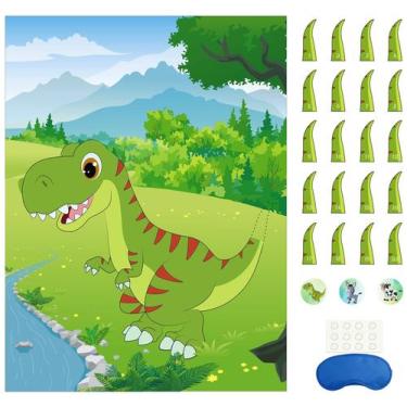 Imagem de Jogo de festa Morcheiong Pin The Tail on The Dinosaur com 48 caudas