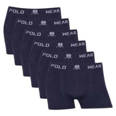 Imagem de Kit 6 Cuecas Polo Wear Menino Infantil Sem Costura Lisa, 6 marinho, P