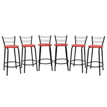 Imagem de Kit 6 Banco Para Balcão Ilha Bistrô Banqueta Flórida Preta 60cm Bar Co