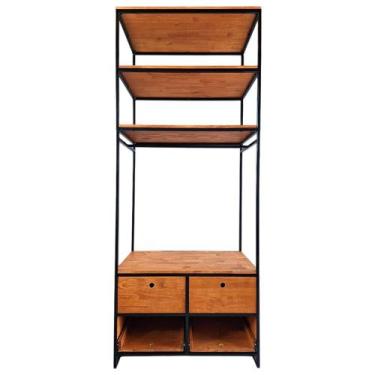 Imagem de Guarda Roupas Modulado Estilo Industrial Ferro em Preto e Madeira Maci