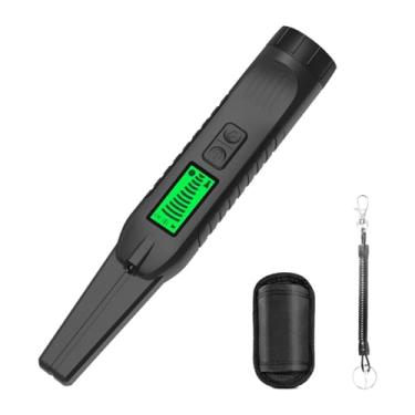 Imagem de KiBcsLic Detector de metais IP68 à prova d'água leve para adultos sensibilidade ajustável com luzes LED com tela LCD scanner de segurança, Preto