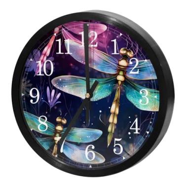 Imagem de LILINWAN Relógio de parede 24 cm sem tique-taque silencioso operado por bateria relógio de parede redondo moderno estilo simples decoração relógio para escritório/escola/quarto/sala de estar