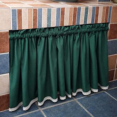 Imagem de QLDFX Cortina curta de cozinha cortina verde bistrô cortina de algodão linho cortina renda café cortina cortina de cozinha americana cortina de janela para casa 2,7 m x A 0,6 m