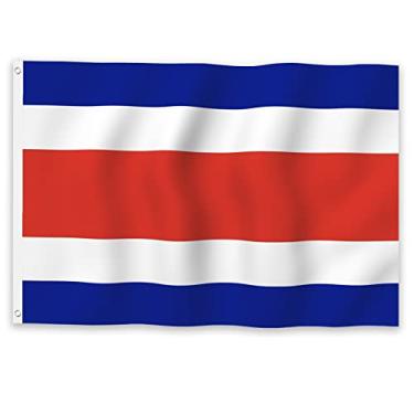 Imagem de YongFoto Bandeira da Costa Rica 0,8 x 1,2 m Bandeira da Costa Rica Banner para celebrações ao ar livre Bandeiras de decoração de festa com 2 argolas resistentes costuradas à máquina de precisão