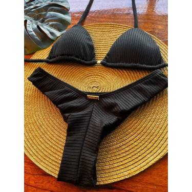 Imagem de Biquini Cortininha Triangulo Modelador Canelado Com Bojo Aro Inteiro C