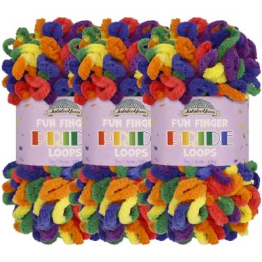 Imagem de JubileeYarn Fio divertido com laço de dedo - Fio jumbo - 100 g/novelo - Quasar - 3 novelos