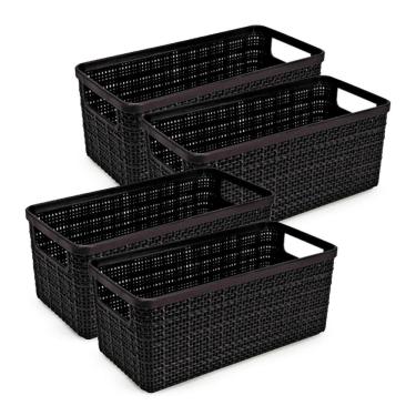 Imagem de Cesto Organizador Juta Alongada Rattan Plástico Resistente